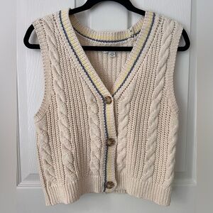 American Eagle Cable Knit Cream Sweater Vest